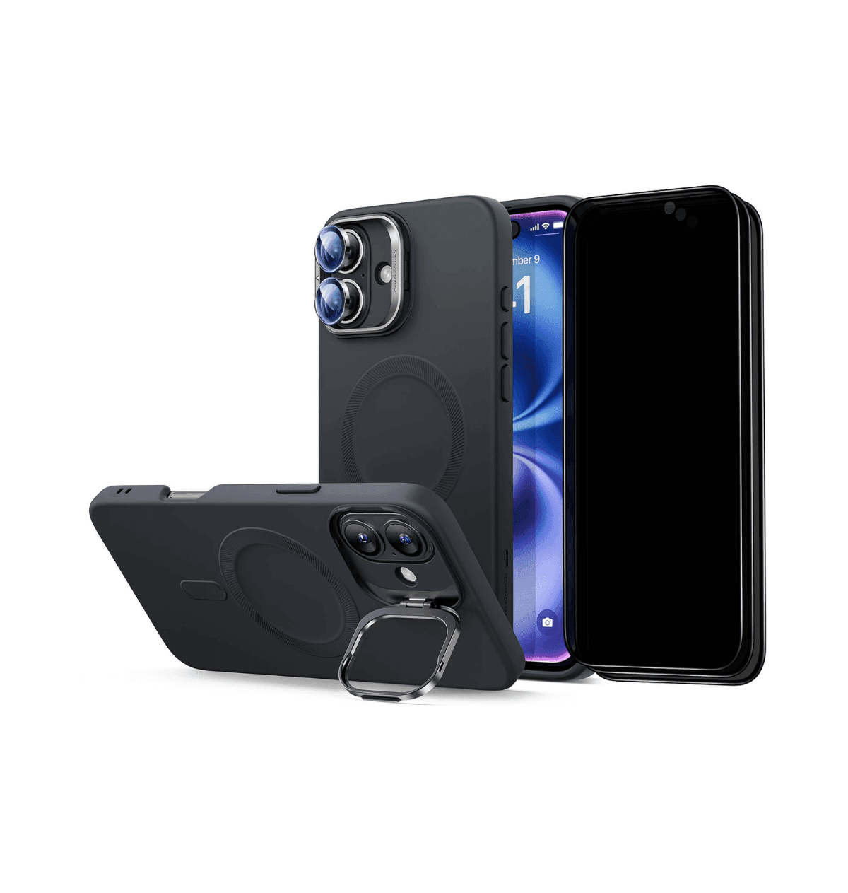 ESR Cloud Soft Case with Stash Stand Privacy Protection Bundle for iPhone 16