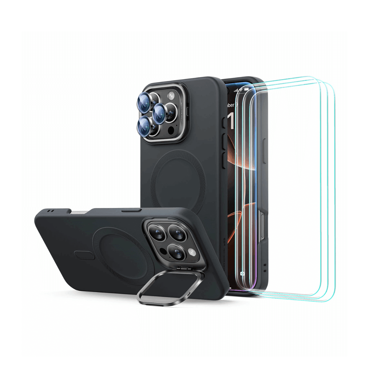 ESR Cloud Soft Case with Stash Stand Protection Bundle for iPhone 16 Pro Max
